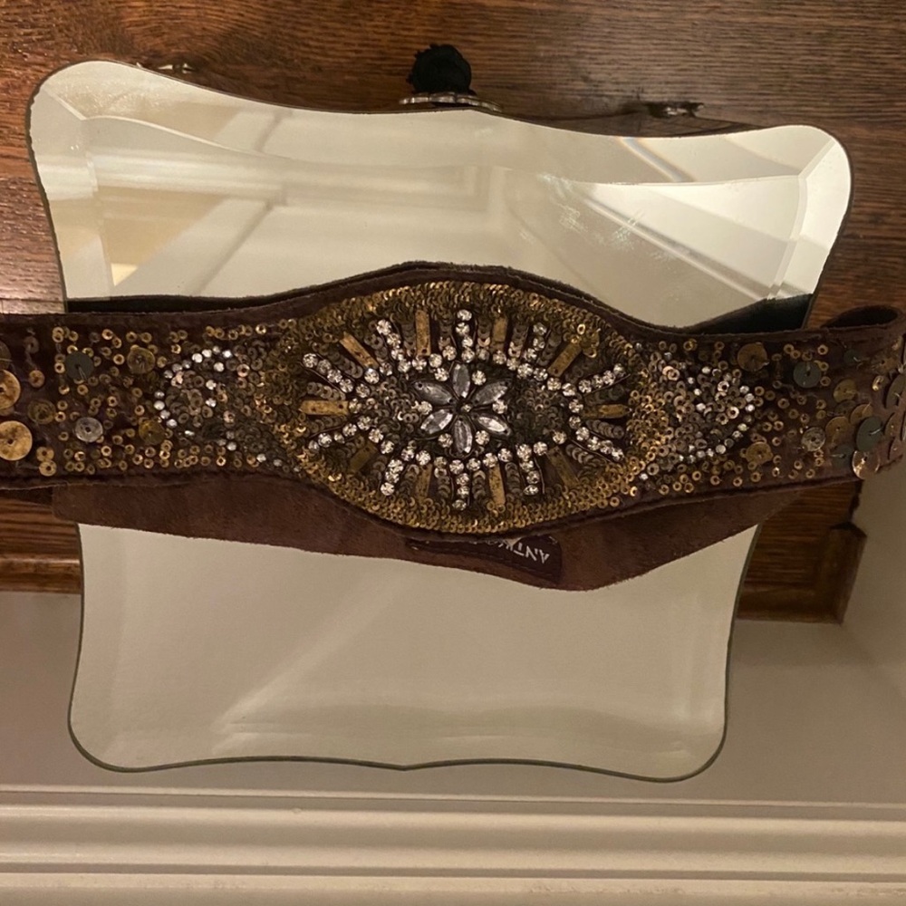 Antik Batik Suede Sequin Crystal Belt